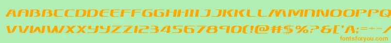 フォントSkymarshalsemital – オレンジの文字が緑の背景にあります。