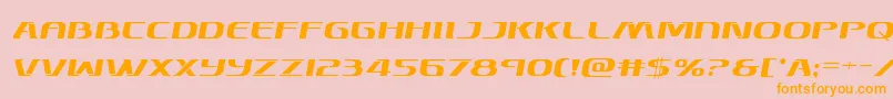 フォントSkymarshalsemital – オレンジの文字がピンクの背景にあります。