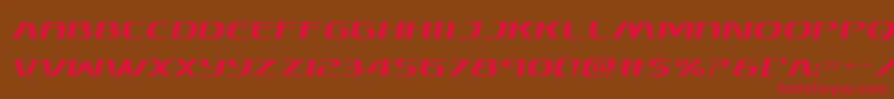 フォントSkymarshalsemital – 赤い文字が茶色の背景にあります。