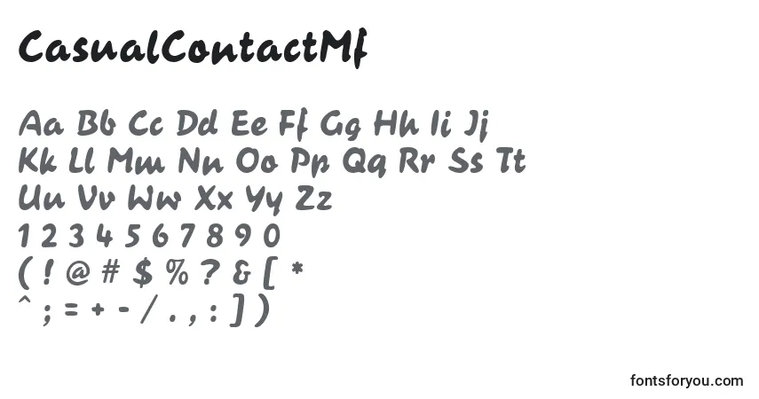 Czcionka CasualContactMf – alfabet, cyfry, specjalne znaki