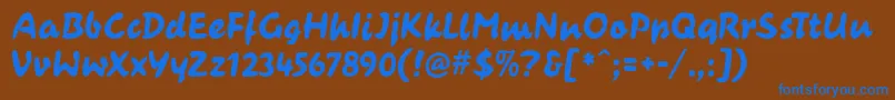 フォントCasualContactMf – 茶色の背景に青い文字