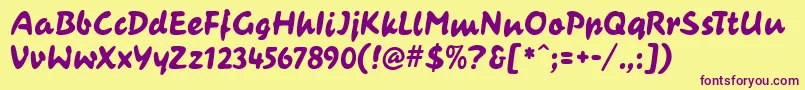 CasualContactMf Font – Purple Fonts on Yellow Background