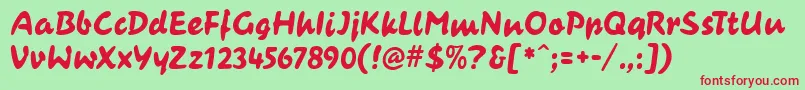 CasualContactMf Font – Red Fonts on Green Background