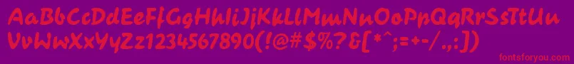 フォントCasualContactMf – 紫の背景に赤い文字