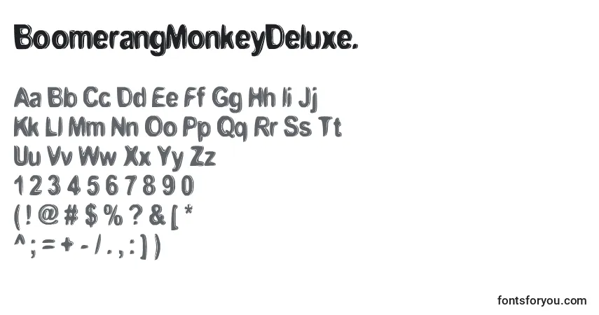A fonte BoomerangMonkeyDeluxe. – alfabeto, números, caracteres especiais