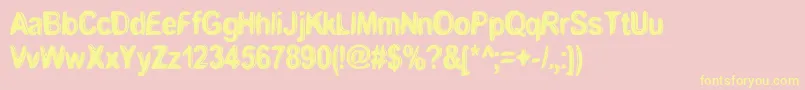 Fonte BoomerangMonkeyDeluxe. – fontes amarelas em um fundo rosa