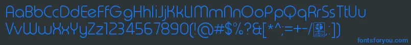 Czcionka TypoRoundLightDemo – niebieskie czcionki na czarnym tle