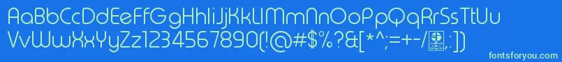 TypoRoundLightDemo Font – Green Fonts on Blue Background
