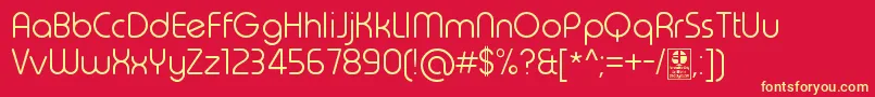 Fonte TypoRoundLightDemo – fontes amarelas em um fundo vermelho