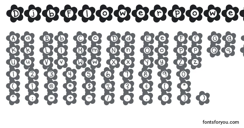 Schriftart DjbFlowerPower – Alphabet, Zahlen, spezielle Symbole
