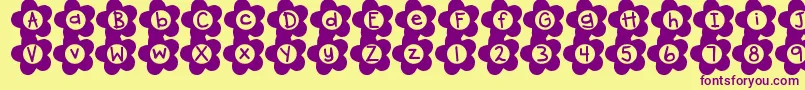 DjbFlowerPower Font – Purple Fonts on Yellow Background