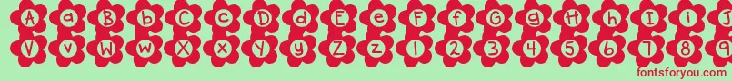 DjbFlowerPower Font – Red Fonts on Green Background