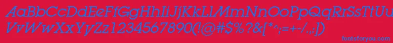 LugabookadcItalic Font – Blue Fonts on Red Background