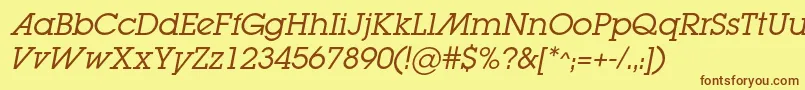 LugabookadcItalic Font – Brown Fonts on Yellow Background