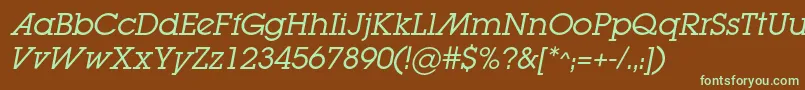 LugabookadcItalic Font – Green Fonts on Brown Background