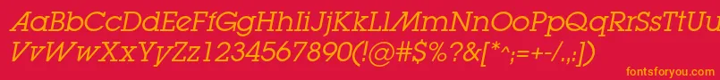 Fonte LugabookadcItalic – fontes laranjas em um fundo vermelho