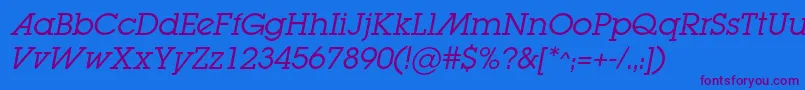 LugabookadcItalic Font – Purple Fonts on Blue Background