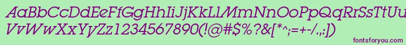 LugabookadcItalic Font – Purple Fonts on Green Background