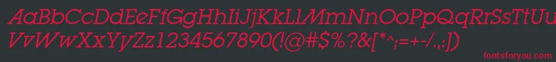 LugabookadcItalic Font – Red Fonts on Black Background