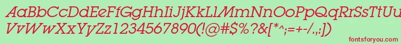 フォントLugabookadcItalic – 赤い文字の緑の背景