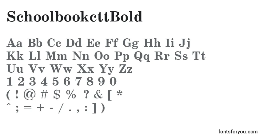 A fonte SchoolbookcttBold – alfabeto, números, caracteres especiais