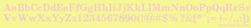SchoolbookcttBold-fontti – vaaleanpunaiset fontit keltaisella taustalla