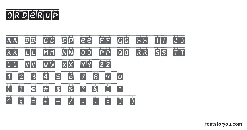 Czcionka Orderup – alfabet, cyfry, specjalne znaki