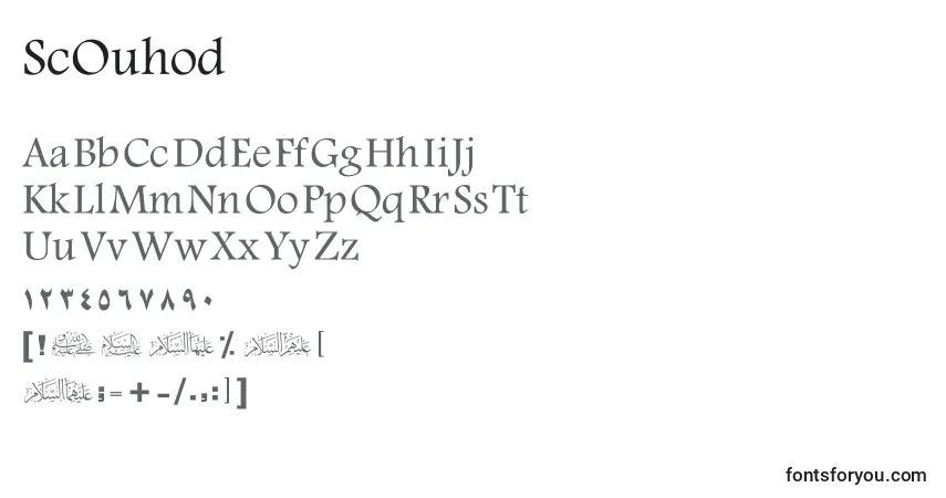 Czcionka ScOuhod – alfabet, cyfry, specjalne znaki