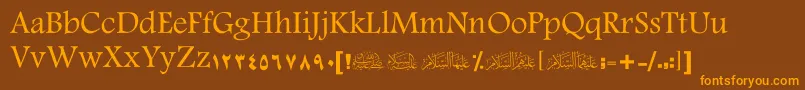 Czcionka ScOuhod – pomarańczowe czcionki na brązowym tle