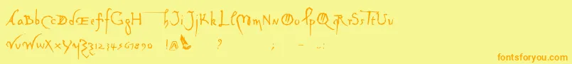 Davincycut-Schriftart – Orangefarbene Schriften auf gelbem Hintergrund