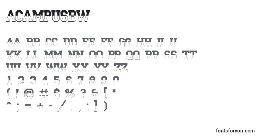 A fonte ACampusbw – alfabeto, números, caracteres especiais