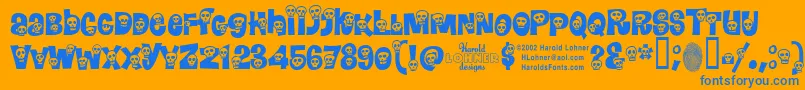 フォントCalaveras – オレンジの背景に青い文字