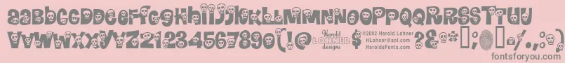 Calaveras-Schriftart – Graue Schriften auf rosa Hintergrund