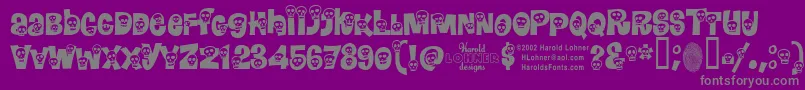 Calaveras-Schriftart – Graue Schriften auf violettem Hintergrund