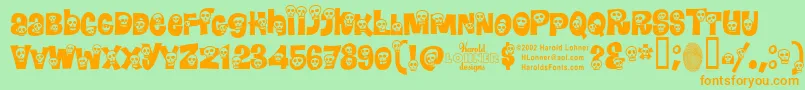 Calaveras Font – Orange Fonts on Green Background