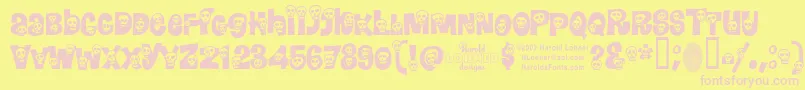 Calaveras Font – Pink Fonts on Yellow Background