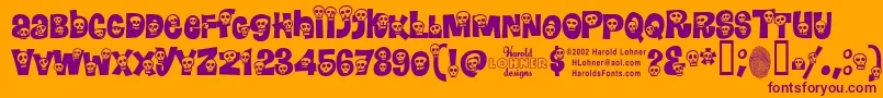 Calaveras Font – Purple Fonts on Orange Background