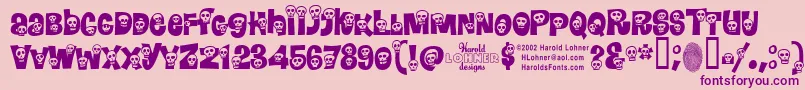 Police Calaveras – polices violettes sur fond rose