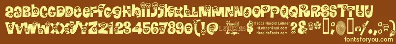 Calaveras-Schriftart – Gelbe Schriften auf braunem Hintergrund