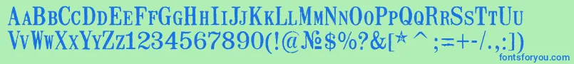 MailartRubberstamp Font – Blue Fonts on Green Background