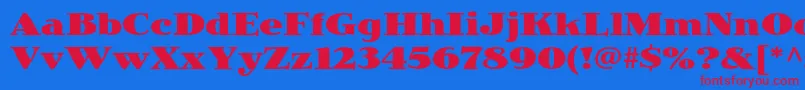 フォントJimbostdBlack – 赤い文字の青い背景