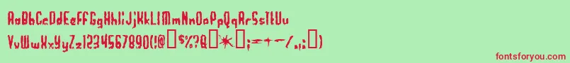 フォントWorthles – 赤い文字の緑の背景