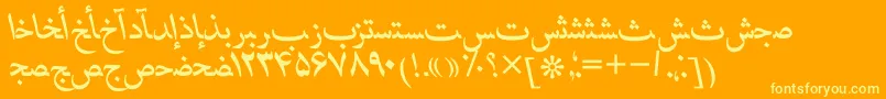 HafizpersianttItalic-fontti – keltaiset fontit oranssilla taustalla