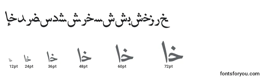HafizpersianttItalic Font Sizes