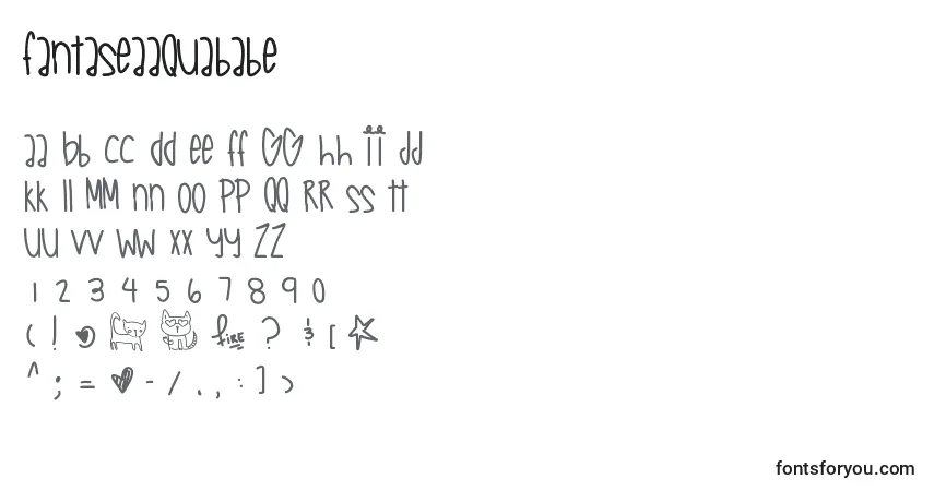 A fonte Fantaseaaquababe – alfabeto, números, caracteres especiais