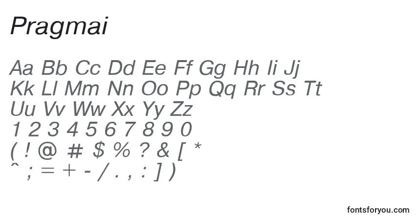 Fuente Pragmai - alfabeto, números, caracteres especiales