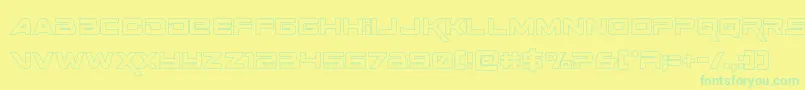 Spacerangerout-Schriftart – Grüne Schriften auf gelbem Hintergrund