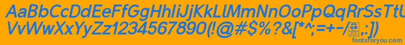 Шрифт MalterSansBoldItalicDemo – синие шрифты на оранжевом фоне