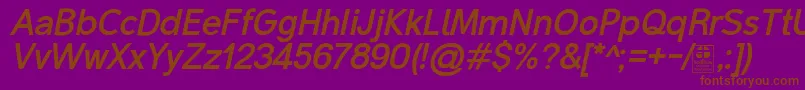 MalterSansBoldItalicDemo-fontti – ruskeat fontit violetilla taustalla