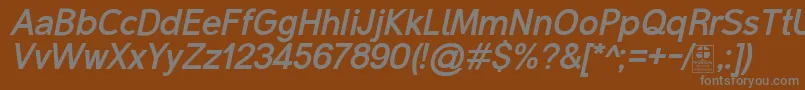 MalterSansBoldItalicDemo-fontti – harmaat kirjasimet ruskealla taustalla